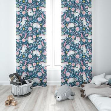 Imagem de Cortina Tecido Oxford Quarto Infantil Unicórnio Cute Floral CI17 - 140