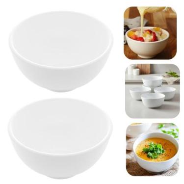 Imagem de Jogo 2 Bowl de Porcelana Tigela Caldo Sopa Porções Branco Clean 330ml 