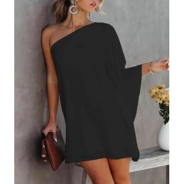 Imagem de Vestido De Praia Elegante E Solto Com Manga Longa E Alça Única Em Grad