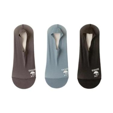 Imagem de Meias Invisíveis Masculinas 3 Pares Respiráveis Em Malha Antiderrapant