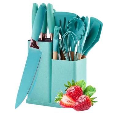 Imagem de Kit 19 Peças Jogo de Utensílios de Cozinha em Silicone Completo Antiad