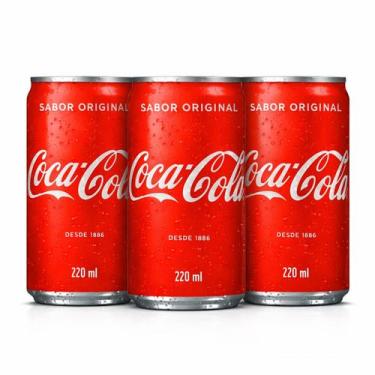 Imagem de Kit 3 Refrigerante COCA COLA Original Lata 220ml - Coca-Cola
