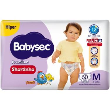 Imagem de Fralda Descartável Babysec Premium Shortinho Hiper M 60 Unidades, M, 6