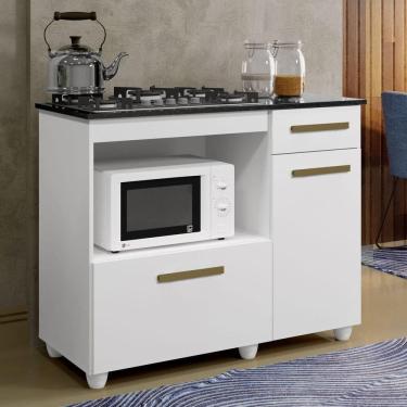 Imagem de Balcão Para Cooktop 4 Bocas Com 2 Portas E 1 Gaveta Violeta Em Mdp Branco