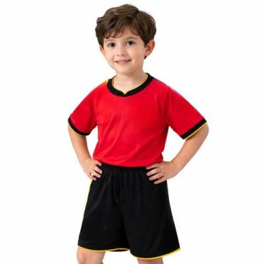 Imagem de Conjunto infantil Camiseta e Short Belga Vermelho Torcedor 25/26 - kit