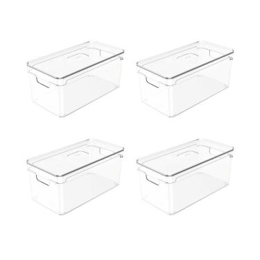 Imagem de Organizador de Armário Kit 4 Organizadores com Tampa Clear 5 Litros 30 X 15 X 13 cm par...