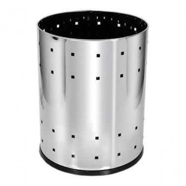 Imagem de Lixeira Telada para Escritório 13L em Aço Inox com Fundo Plástico Resistente e Bordas Enroladas Inox