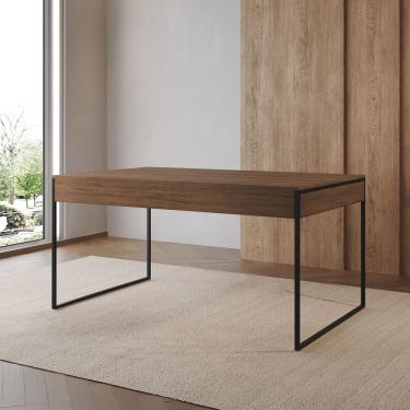 Imagem de Mesa de Jantar Filadélfia Retangular MDF 120CM X 75CM Amêndoa com Base em Ferro Preto Estilo Industrial