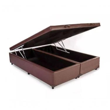 Imagem de Cama Box Baú King Bipartido Sintético Marrom 42x193x203