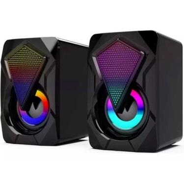 Imagem de Caixa Caixinha De Som Para Pc Note Usb P2 Rgb Gamer Portátil - Grupo F