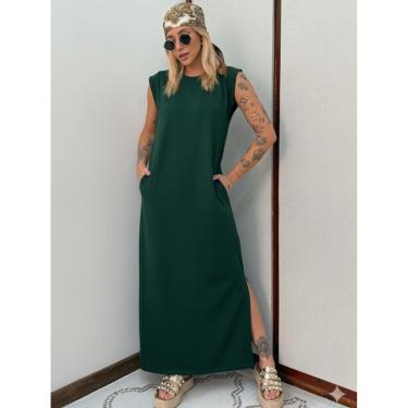 Imagem de Vestido Longo Muscle Tee em Algodão com Bolso Aveloz Verde Floresta-Feminino