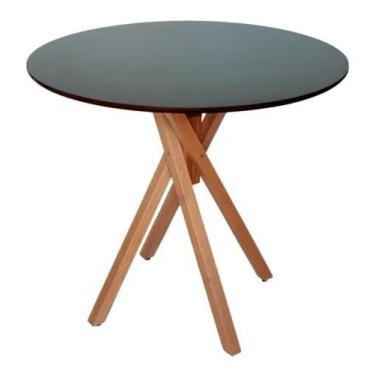 Imagem de Mesa de Madeira Redonda D80cm - Pizarro Móveis, Preto