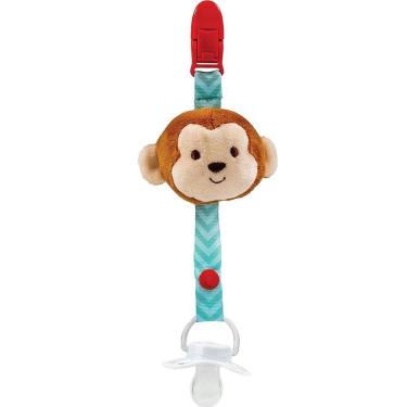 Imagem de Prendedor de Chupeta Buba Macaco Animal Fun Verde e Marrom