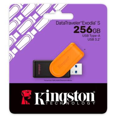 Imagem de Pendrive Exodia S 256GB USB 3.2 Até 100MB-s Preto e Laranja Kingston