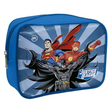 Imagem de Estojo DAC Box Liga da Justiça DC Comporta Até 50 Lápis Zíper Metal Azul 20CM 5CM