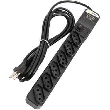 Imagem de Filtro de Linha 6 Tomadas 2P+T 12A Cabo 3 Metros Bivolt Fusível de Pro