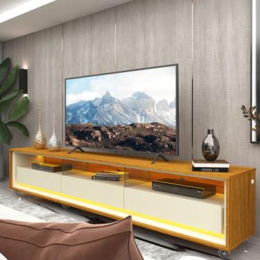 Imagem de Rack para TV até 85 Polegadas com LED 100% MDF 211,4cm Rodízios Requin