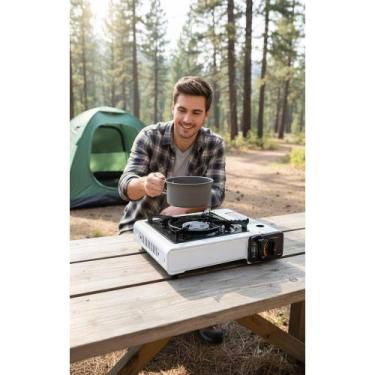 Imagem de Fogareiro Portátil Branco - Cozinha e Camping Prático - Congratulation