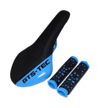Imagem de Banco Selim Bike Gts Bicicleta Com Punho Manopla Ciclismo, Azul