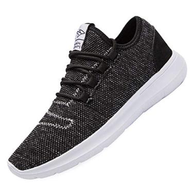 Imagem de Tênis de corrida masculino Keezmz moderno respirável de malha macio solado casual atlético leve, Preto, 8