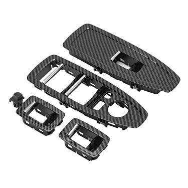 Imagem de Guarnição do painel do levantador de janela, painel do interruptor fácil de substituir Decoração interna para carro(Padrão de fibra de carbono)