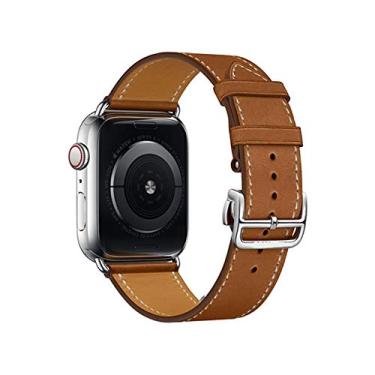 Imagem de Pulseira Couro Loop LTIMPORTS, compativel com Apple Watch 46mm Series 11/10, 45mm Series 9/8/7, 44mm Series 6/5/4/SE, 42mm Series 3/2/1 e Apple Watch Ultra 49mm 3/2/1 (Fauve-Barenia)