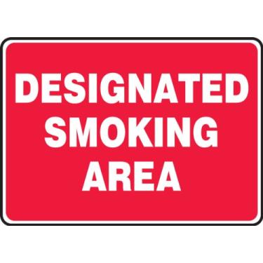 Imagem de ACCUFORM SIGNS Placa adesiva de segurança de vinil MSMK404VS, legenda "Designated Smoking Area", 17 cm de comprimento x 25 cm de largura x 0,004 cm de espessura, branco sobre vermelho