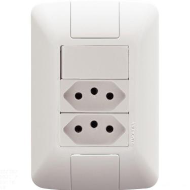 Imagem de Conjunto 4x2 com 1 Interruptor Simples 6 A 250 V e 2 Tomadas 2P+T 10 A 250 V Tramontina Aria em Branco Tramontina