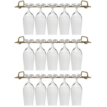 Imagem de Conjunto 3 Organizadores Porta Taças 42cm Suportes Suspensos Para Taças Dourado