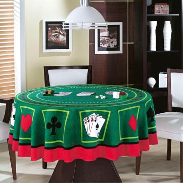 Imagem de Toalha de Mesa Baralho Aveludada Teka Poker  Redonda 160 CM