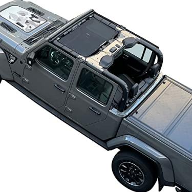 Imagem de Shadeidea Protetor solar JT compatível com Jeep Gladiator Top Shade Mesh Screen Roof Cover (2018-2023) - Bloqueador UV de ruído de vento com bolsa GrabBag -10 anos de garantia - Preto - Frente