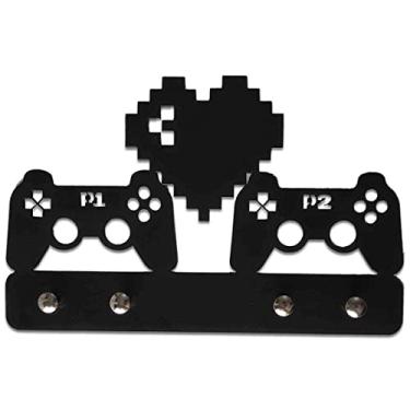 Imagem de Porta Chaves Controle Player 1 e 2 Decoração Gamer cor:Preto