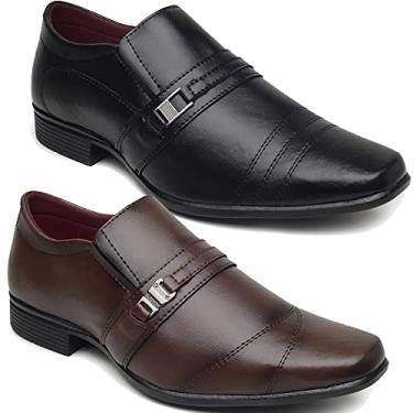 Imagem de KIT 2 PARES SAPATO SOCIAL MASCULINO OXFORD ESTILO ITALIANO PRETO E CAPPUCCINO (40, PRETO E CAPPUCCINO)