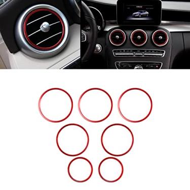 Imagem de Xotic Tech AC Saída de ar frontal + anéis reais + laterais para decoração compatível com Mercedes Benz C-Class W205 C180 C200 C250 C300 C350 C400 C63 AMG (vermelho-claro) - 7 peças
