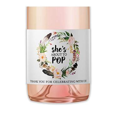 Imagem de Sobre a pop mini etiquetas de garrafa de champanhe ● Conjunto de 12 ● Pronto para estourar Boho Chic Rústico Floral Chá de Bebê Mini Etiquetas de Vinho Favores IMPERMEÁVEL M403-POP-12
