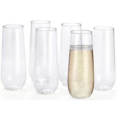 Imagem de Flautas de champanhe inquebráveis (pacote com 6), taças de champanhe de plástico reutilizáveis (255 g), taças de champanhe inquebráveis, copos de plástico para ambientes externos, conjunto de vidro Tritan de plástico, champanhe para festa de ano novo