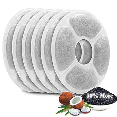Imagem de Filtros de substituição para fonte de água para gatos, pacote com 6, 50% mais filtros de carbono ativado, filtros de fonte de flor de gato genuínos, compatíveis com dispensador de bebida para animais de estimação (não para fonte da marca Catit)