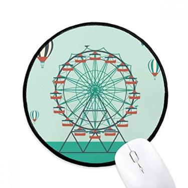 Imagem de DIYthinker Tapete de mouse verde com estampa de circo de parque de diversões para mesa de escritório tapete redondo para computador
