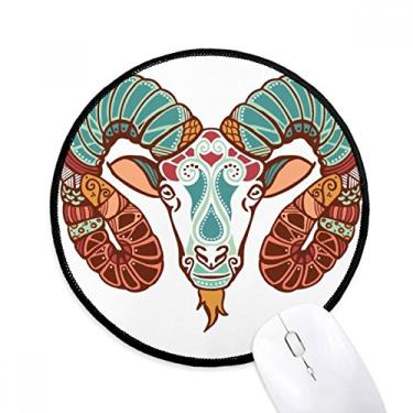 Imagem de Tapete de mouse com símbolo do zodíaco da constelação de Áries para mesa de escritório tapete redondo para computador