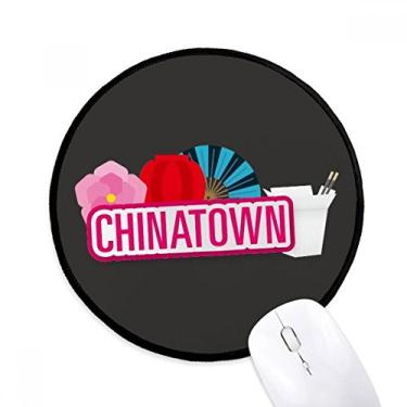 Imagem de DIYthinker Ventilador de lanterna de flores vermelho China Town mouse pad desktop escritório tapete redondo para computador