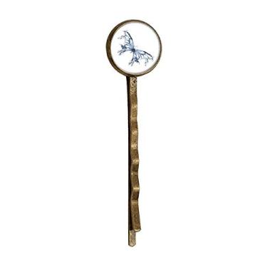 Imagem de Bobby Pin de cabelo em metal retrô para presente Art Déco azul borboleta