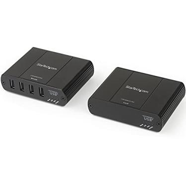 Imagem de StarTech.com Hub extensor USB 2.0 de 4 portas sobre cabo Ethernet Cat5e/Cat6 (RJ45) - kit adaptador extensor USB de metal industrial de 100 m com proteção ESD - Alimentação externa - 480 Mbps