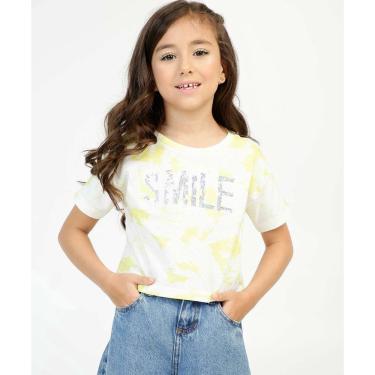 Imagem de Camiseta Infantil Tie Dye Frase Paetê Marisa Tam 4 a 10
