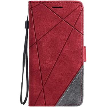 Imagem de CYSUE Capa carteira para iPhone 13/13 Mini/13 Pro/13 Pro Max, capa de couro PU de alta qualidade com slots para cartões e suporte capa protetora fecho magnético (cor: vermelho, tamanho: 13 6,1 polegadas)