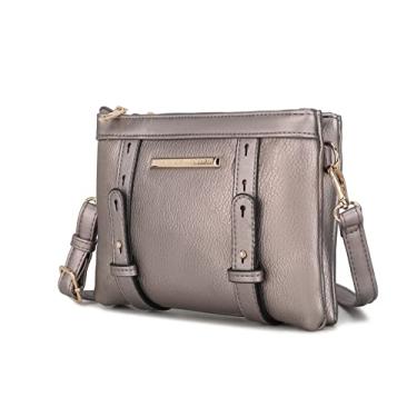 Imagem de MKF Bolsa tiracolo feminina – Bolsa feminina de couro PU – Bolsa carteiro lateral, alça de ombro, Estanho de cristal, Medium