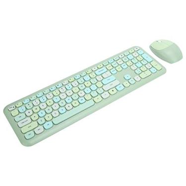Imagem de Combos de teclado e mouse sem fio ADITAM, mouse de teclado para jogos de 110 teclas, Plug and Play, com teclas multimídia, para acessório de computador doméstico de escritório (verde) Double the