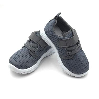 Imagem de Bless Children Tênis infantil – Sapatos descalços largos para meninos e meninas, malha respirável, leve, antiderrapante para caminhada e corrida, Cinza 1902, 18