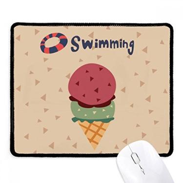 Imagem de Mousepad Summer Swimming Buoy Sweet Ice Cream com borda costurada e borracha para jogos