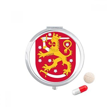 Imagem de Porta-comprimidos com emblema nacional da Finlândia Europa, caixa de armazenamento de medicamentos, dispensador de contêiner