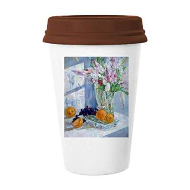 Imagem de Caneca de cerâmica Still Life Vaso de flor uva Caneca de café Copo de cerâmica